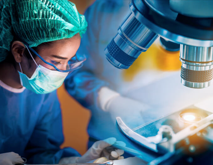 A doctor performing a research